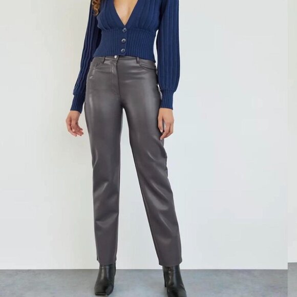 Aritzia Wilfred Womens 8 Melina High-Wasted Vegan Leather Pants - Picture 1 of 15